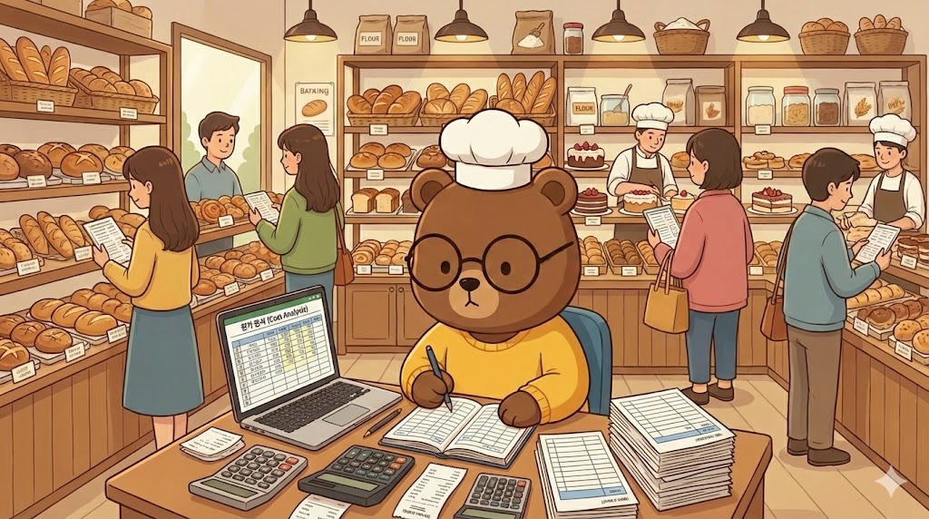 베이커리 원가 계산기 화면